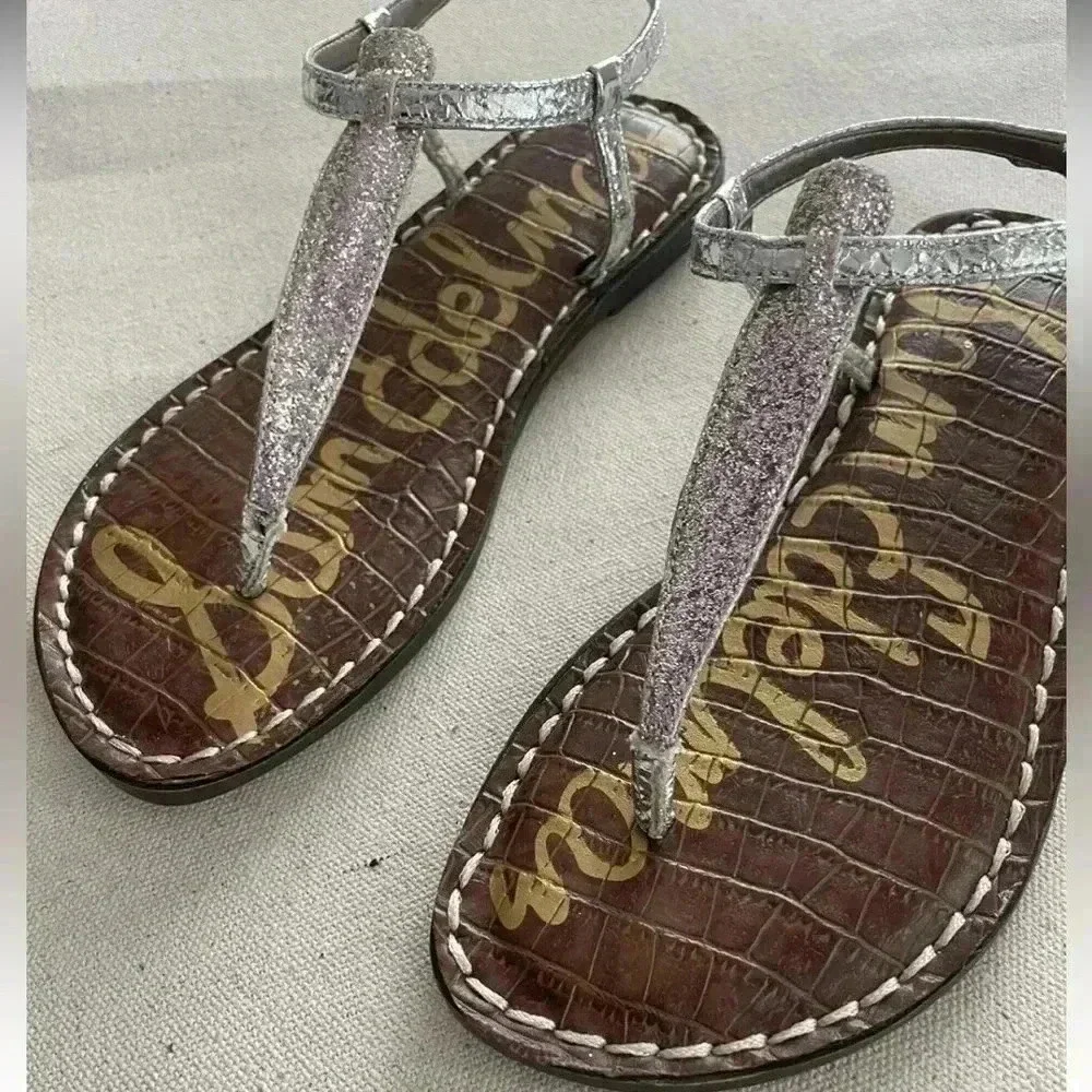 Sam Edelman Gigi Silver Lilac Glitter Sandals. NWOT/NWOB